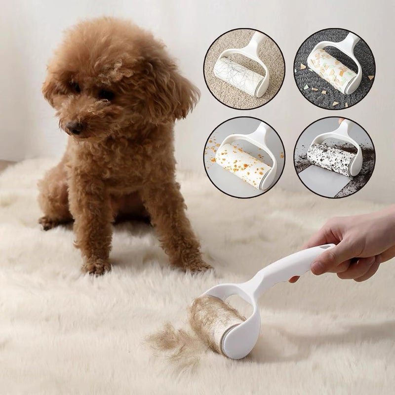 Anphly One Daisy White Adhesive Bristle Roller Brush, Removable Paper, Used for Brushing Floors, Sweeping Dust, Removing Hair, Cleaning Rooms, with Four Brush Cartridges - Image 3